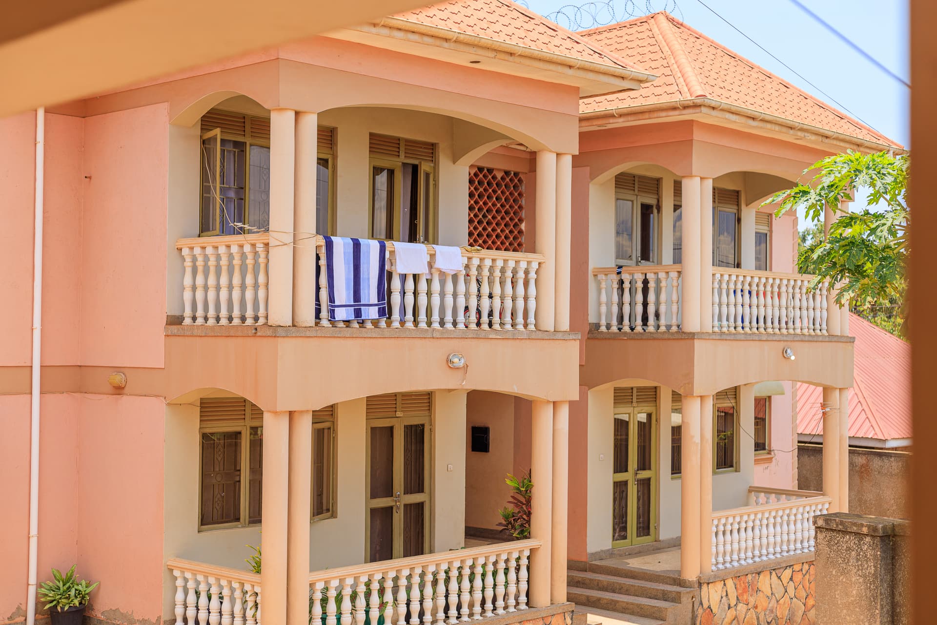 Twin residential blocks with balconies